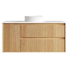 Byron Fluted 1200mm Woodland Oak Wall Hung Single Vanity with Countertop